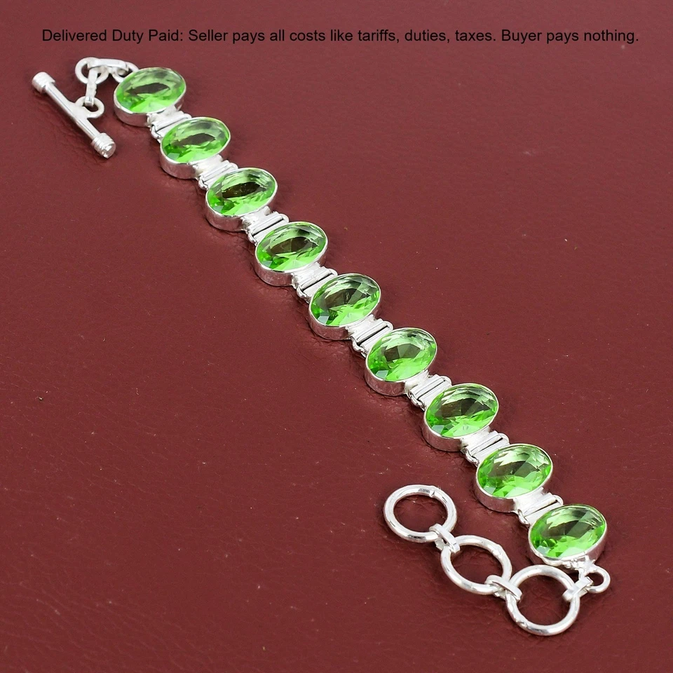 Elegante pulsera joyería cadena plata 925 piedra amatista verde oferta día de la madre Foto 1 de 4