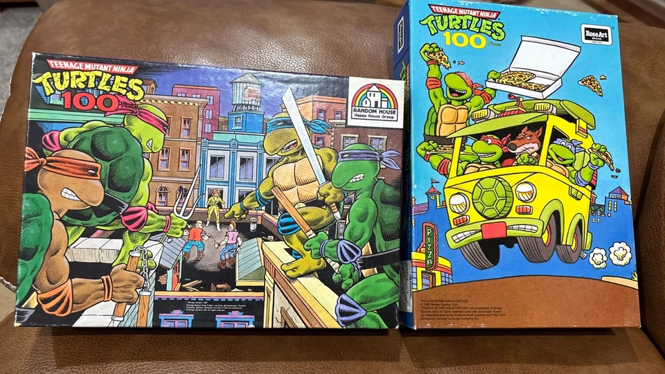 Vtg Lot Of 2 Teenage Mutant Ninja Turtles 100 Pc Jigsaw Puzzles Complete - Image 1 of 4