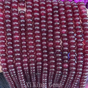 Cuentas espaciadoras rondelle de cuarzo rojo vino teñido de alta calidad de 5x8 mm para hacer joyas - Imagen 1 de 6