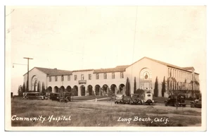LONG BEACH, CALIFORNIA - COMMUNITY HOSPITAL - OLD REAL PHOTO POSTCARD - Picture 1 of 2