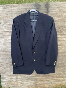 vtg navy Brooks Brothers hopsack gold buttons blazer jacket sport coat usa 43R - Picture 1 of 19
