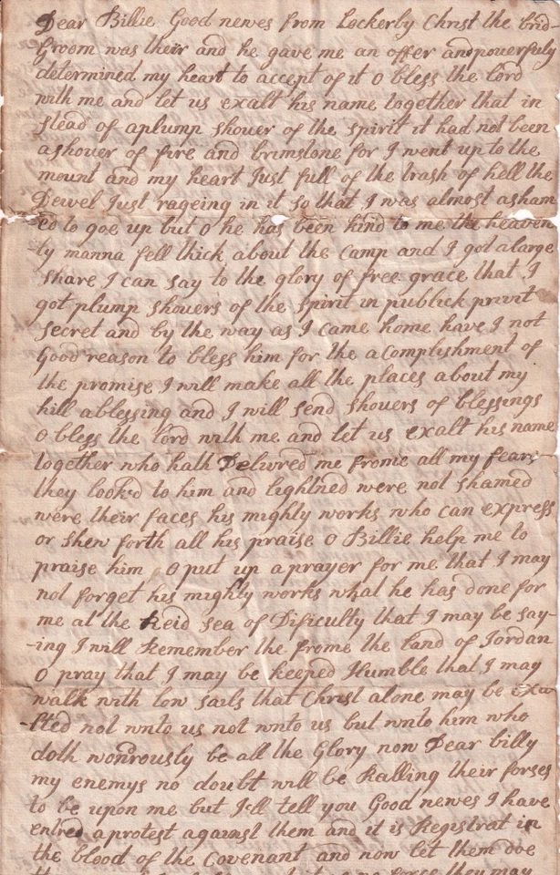 GB History - 1748 Letter - Lockerbie - Religious Epiphany - Fascinating Document - Image 1 of 4