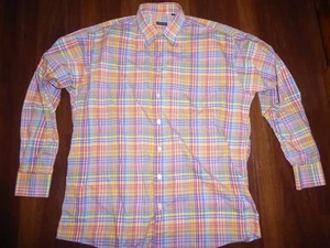 Gitman Bros Long Sleeve Shirt Men's Large Multicolor Madras Plaid Summer USA - Picture 1 of 17