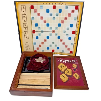 2005 Scrabble Vintage Game Collection Wooden Library Book Shelf Parker Bros EUC - Image 1 of 4