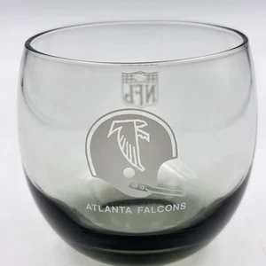 Vintage 1970's NFL Atlanta Falcons Smoked Glass Whiskey Low Ball Glass - Picture 1 of 5
