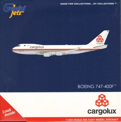 Boeing 747-400F Commercial Aircraft Cargolux White and Silver with Red Stripes 1 - Image 1 of 2