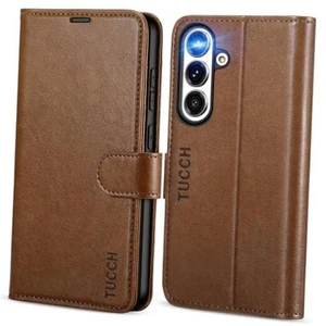 Case Wallet 5G, Magnetic PU Leather Kickstand [RFID for Galaxy S25 Plus Brown - Picture 1 of 7