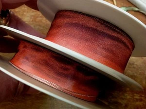 vintage ribbon rayon acetate ombre 5/8"-7/8" persimmon brown 1yd made in France - Picture 1 of 3