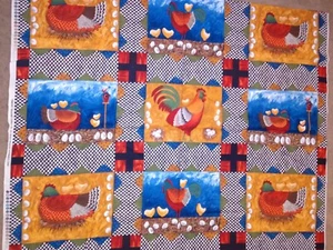 Timeless Treasures #PL C 6440 chickens and eggs cotton quilting fabric - Picture 1 of 3
