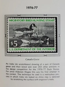 US Department of Agriculture Five Dollar 1976-1977 Migratory Bird Hunting Stamp - Picture 1 of 3