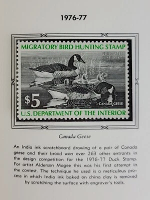US Department of Agriculture Five Dollar 1976-1977 Migratory Bird Hunting Stamp - Image 1 of 3