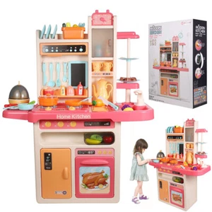 65PCS Kids Toddler Kitchen Pretend Play Toy Set w/ Sink Lights Sound Music Steam - Picture 1 of 16