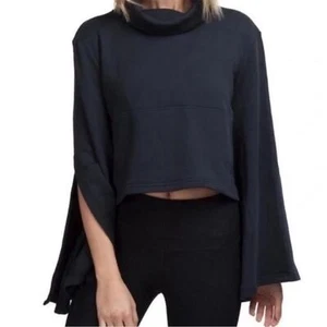 Free People Movement Salvation Turtleneck Size Small Flare Sleeve Black EUC - Picture 1 of 8