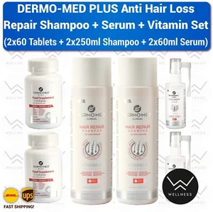 Dermomed Clinical Shampoo Serum and Multivitamin Set 2×(250ml 60ml 60 Tablets) - Picture 1 of 2