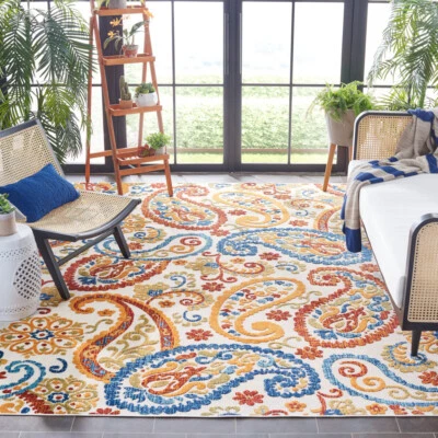 SAFAVIEH Outdoor CBN887A Cabana Collection Cream / Navy Rug - Image 1 of 4