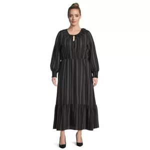 Terra & Sky Women's Plus SIZE 2X 20W-22W Peasant Tiered Long Sleeve Maxi Dress - Picture 1 of 6