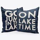 Go Jump In The Lake Throw Pillow Case 18 X 18 Inch Set Of 2 Lake House Decor ...