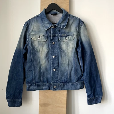 Vintage Diesel Washed Y2K Denim Trucker Jacket Blue Size L - Image 1 of 4
