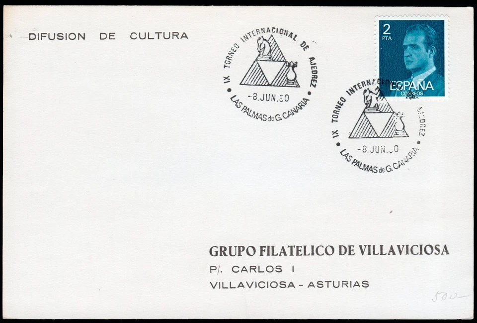 Canarias - Edi o TP 2345 - Postal Mat "Las Palmas 8/6/80 - IX torneo de ajedrez" - Imagen 1 de 1