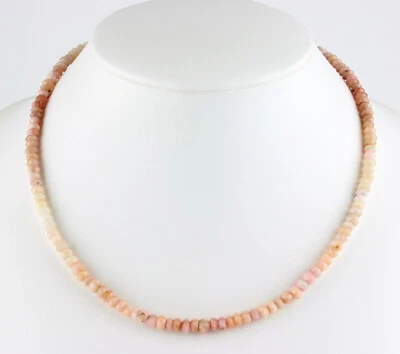 Opale Collana Pietre Preziose Sfaccettato Rondella Rosa Collier Gradiente 47 CM - Immagine 1 di 3