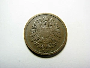 1876 D 2 Pfennig Germany Eagle Copper Coin Deutsches Reich - Picture 1 of 5