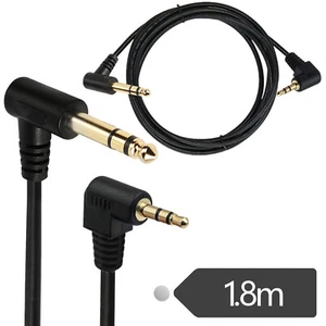 Right Angle 3.5mm 1/8 TRS Male to 6.35mm 1/4" Male Stereo Audio Aux Cable Guitar - Picture 1 of 10