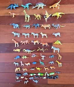 Lot of 70 Hard Plastic Animals Donosaurs Toys Figures assorted sizes  