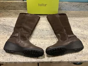 Hotter Panama dunkelbraun Leder Kunstfell halbhoher Keilabsatz Stiefel Größe 7 Standard - Bild 1 von 24