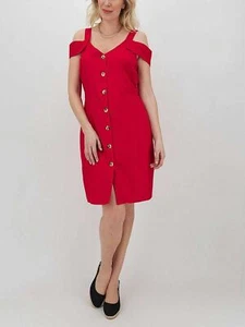 Joe Browns Red Linen Straight Knee Length off the shoulder Dress SIZE 12 NWT - Picture 1 of 5