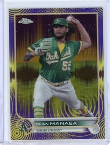 2022 Topps Chrome Sean Manaea Purple Yellow Sonic Pulse #D 299 Oakland Athletics - Picture 1 of 3