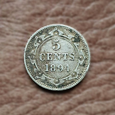 1894 Newfoundland Queen Victoria 5 Cents 0.925 Silver Scarce Mintage Only 160k