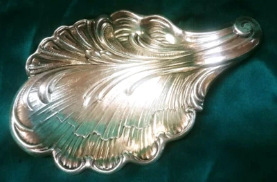 Rare Antique Sterling Art Nouveau Repousse Scallop Leaf Dish Gorham NO MONO - Image 1 of 4