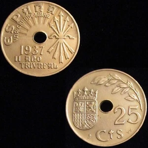 *GUTSE* FRANCO-11, 25 CÉNTIMOS 1937, CASI SIN CIRCULAR. - Picture 1 of 1