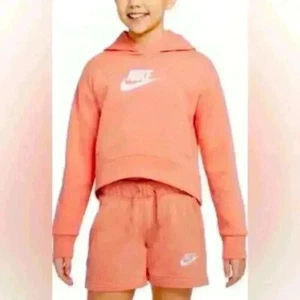 NikeSportswear Kids' Club Fleece Hoodie Girls Size M Pink Salt - Picture 1 of 16