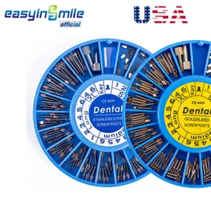 120pcs/kit Dental Screw Post Completed Kit Silver/Gold Plated Endo Conical Pins - Picture 1 of 13