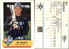 Wil Delafield Signed 1994 Fleer ProCards #487 Card Greensboro Bats Auto AU