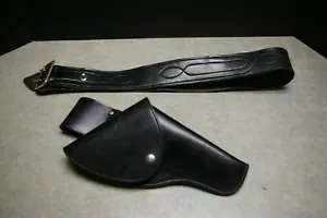 ORIGINAL TED BOURDON HUNTING TOOLED LEATHER GUN HOLSTER BELT STAMPED 128 2 4 - Picture 1 of 12