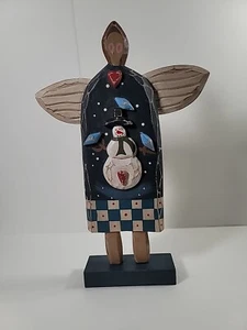 Ilona Steelhammer Wooden WINTER ANGEL Hand Painted Folk Art 12” Cottagecore - Picture 1 of 8