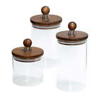 Honey-can-do Clear Glass With Acacia Wood Lids 3-piece Kitchen Canister Set