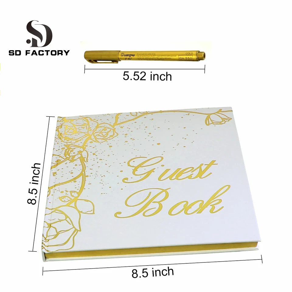 Gold Wedding Guest book and pen set - Image 1 of 4