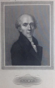 Stampa antica ritratto Canova Scultura Neoclassicismo - Foto 1 di 2