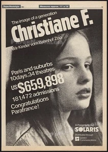 CHRISTIANE F. - Original 1980 Handelsanzeige / Poster_ Natja Brunckhorst_ David Bowie - Bild 1 von 1