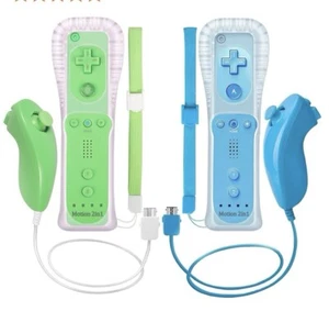 2x Built in Motion Plus Remote & Nunchuck Controller Sets For Wii Wi U Games - Picture 1 of 3