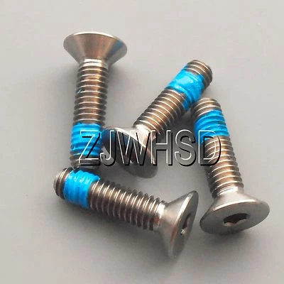 4pcs M4 x 16 Ti tanium Screw Bolt Allen hex Socket Flat head with ThreadLocker - Image 1 of 2