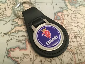 LLAVERO LLAVERO DE CUERO NEGRO IMPRESO SAAB 9-3 900 9000 92 96 FORMA DE PERA - Imagen 1 de 3