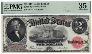 1917 $2 US Legal Tender, Large Size Note Fr. 60 -PMG VF35 - Bracelet Back! Nice! - Picture 1 of 5