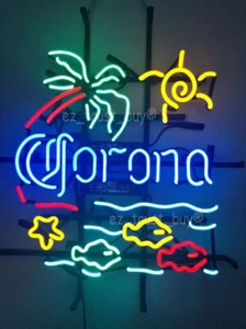 Corona Extra Macaw Fish Palm Tree 20"x16" Neon Sign Bar Lamp Light Gift Man Cave - Picture 1 of 2