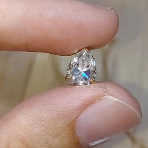 Pear 1.33 Ct Near White Real Moissanite Solitaire Pendant 14k Solid Yellow Gold  - Picture 1 of 10