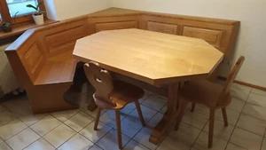 Eckbank aus Fichte Echtholz inkl. 2 Stühlen und Tisch mit massiver Ahornplatte - Bild 1 von 3