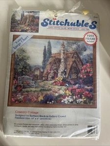Reetgedecktes englisches Landhaus Garten Blumen Crewel Stickpackung #72137 USA - Bild 1 von 2